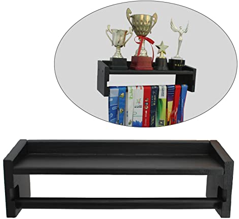 WANLIAN Medaillenaufhänger Trophäenregal, Holz Medaillenhalter Trophäenregal mit Regal, Wandmontage Metall Aufhänger Trophy Race Medaille Display, Schwarz