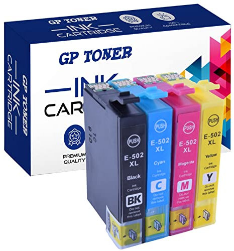 GP TONER Druckerpatronen Ersatz für Epson 502XL 502 XL Tintenpatrone für Epson XP-5100 WF-2800 WF-2860 (Schwarz, Cyan, Magenta, Gelb)