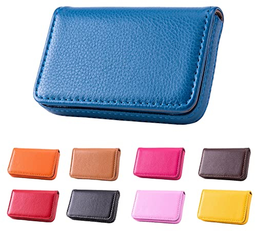 Waylipun Visitenkartenetui, PU-Leder Premium Visitenkartenhalter, mit Magnetverschluss, zur Schonenden Aufbewahrung Ihrer Karte, Visitenkarten Etui für Damen und Herren (Blau)