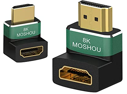 BRIMFORD Adattatore 8K HDMI a 90 e 270 gradi Confezione da 2 Adattatori HDMI 2.1 2.0 ad angolo retto da maschio a femmina con connettore L supportato