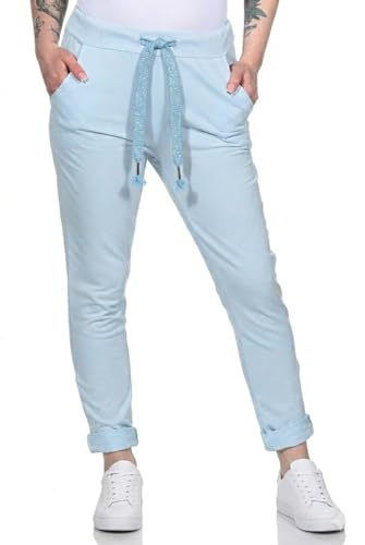 CLEO STYLE Damen Jogginhose im Boyfriend-Style Sweatpants für Freizeit Sport und Fitness Trainingshose aus 100% Baumwolle Loungewear Laufhose Frauen 94