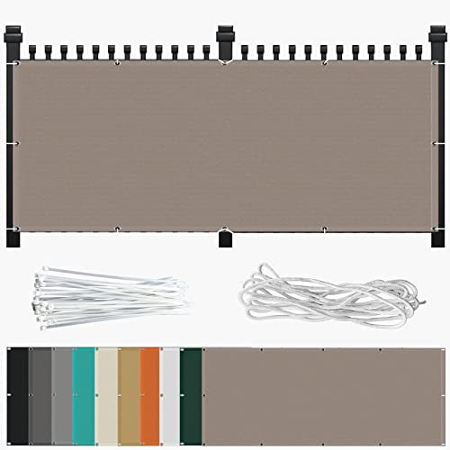 Balkon Sichtschutz Seitenmarkise 120 x 300 cm Wetterschutz Wasserfest Windfest Sun Segel HDPE aus Starken Material für Balkon Garten Balkongeländer, Khaki