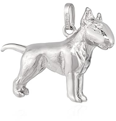 NKlaus Bullterrier mit Schlaufe 925 Silber Hund Silberanhänger glanz 3D rhodiniert 13749