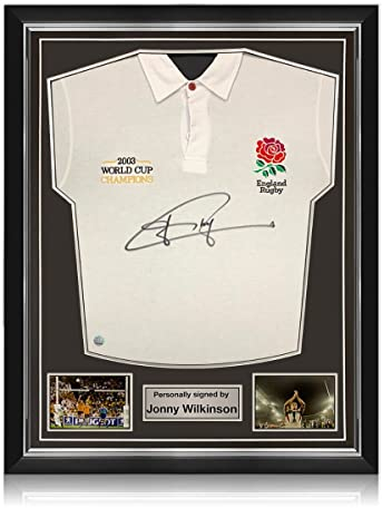 Exclusive Memorabilia England-Rugby-Trikot, signiert von Jonny Wilkinson. Überlegener Rahmen