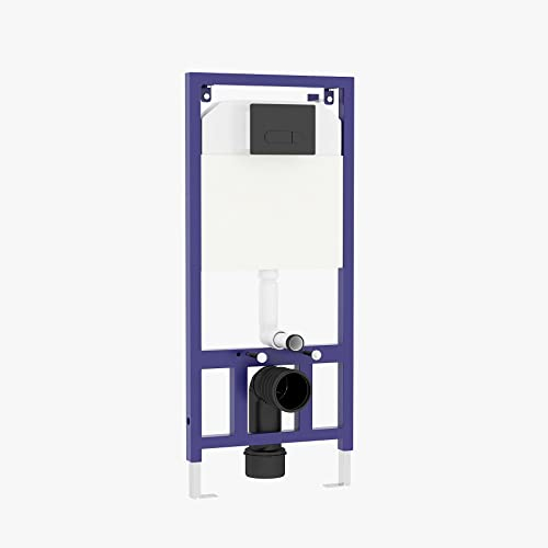 Aqua Wall Hung Toilet Frame with Dual Flush Concealed Cistern & Square Black Plate