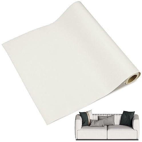Vientiane Merlin Cuir, Cuir Autocollant, 60 x 137cm Rouleau Adhesif Cuir, Simili Cuir Autocollant, Cuir Patch Réparation pour Canapés, Sièges de Voiture, Sac à Main, Veste en Cuir (blanc)