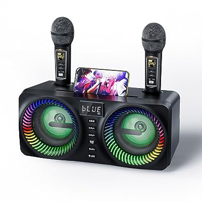 GJCrafts Karaoke, Tutto-in-Uno Karaoke Professionale Completo con Cassa Bluetooth da 30W, 2 Microfoni Karaoke Wireless e Slot per Microfono Ricaricabile, Cassa Completo per Feste (Black)