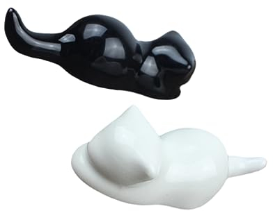 MAGICLULU 2 Stück Kalligraphie-Pinselablage Porzellan-Pinselablage Keramik-Katzen-Essstäbchenablage Schöner Briefbeschwerer Schreibwarenbedarf Stifthalter Ornamente Pinselhalter