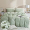 Tospass Hiver Housse de Couette Flanelle 220x240 2 Personnes Fausse Fourrure Polaire Chaude Vert Carreaux Parure de Lit Adulte Réversible Velours avec Fermeture Éclair avec 2 Taies d'oreiller 65x65cm