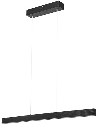 alfalux Lampe LED Hängelampe aus Holz Wohnzimmer Esszimmerlampe Hängeleuchte Pendelleuchte Esstischlampe Küchenlampe Höhenverstellbar 80 cm Dimmbar DIMLED80KB-3K-SCHWARZ