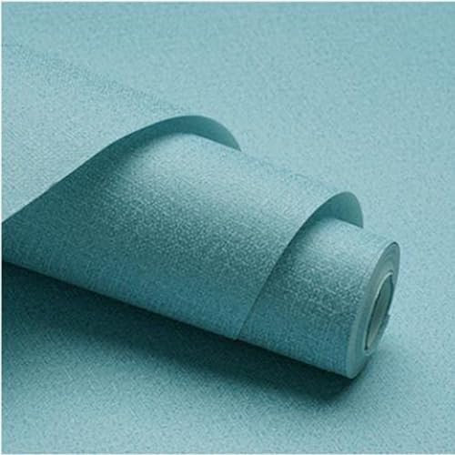 Modern Simple Linen Plain Wallpaper Non-Woven Diatom Mud Bedroom Living Room Wallpaper Solid Color Non-self-Adhesive Wallpaper (Sky Blue)