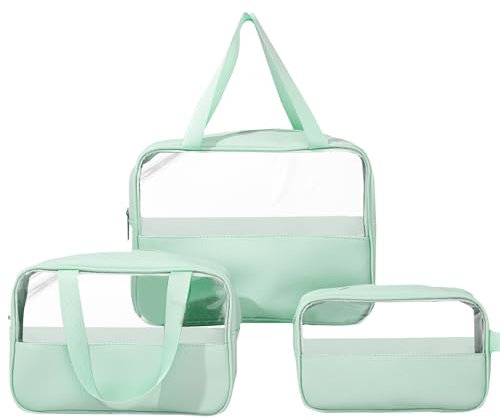 Lot de 3 trousses de toilette, sac à linge, trousse de toilette avec pendentif de voyage, trousse de toilette, trousse de toilette transparente, trousse de toilette imperméable et transparente, sac à