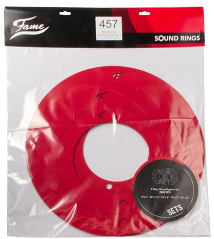 Fame FRSS-R F-Ring Regular Tom Set, Rot, Schaumstoff Dämpfungsringe für Drumfelle, 5 Größen, Kontrollierter Sound, Reduzierte Lautstärke, Vintage-Sound, Schneller Einsatz