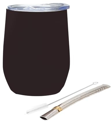 SVUPUE Yerba Mate, Mate de Acero Inoxidable, 360 ml, Apto para Mate, café y té de Frutas, Negro