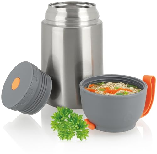 Robin Goods® Recipiente térmico | 650 ml de acero inoxidable – Caja térmica para alimentos – Recipiente para alimentos – Recipiente para calentar a prueba de fugas – Recipiente de comida térmica para