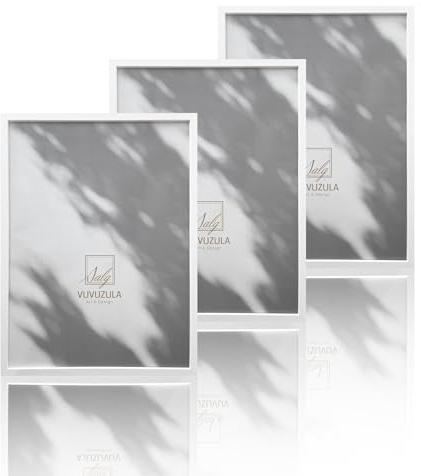 VUVUZULA Bilderrahmen 30x40cm Weiß Holz 3er Set Holzrahmen Fotorahmen MDF Rahmen