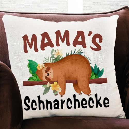 QZOSZ Muttertagsgeschenk Geschenke für Mama zum Geburtstag Mutter Muttertag, Lustige Geburtstagsgeschenk Muttertagsgeschenke für Mama Geschenk Kissenbezug 45x45 mit Sprüchen Mama's Schnarchecke
