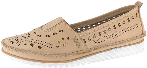 Andrea Conti Damen Slipper Leder Lochmuster Folk Boho 1885909