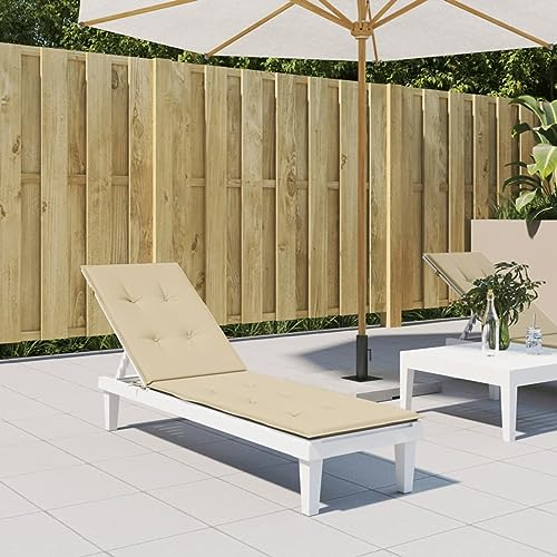 Gecheer Liegestuhl-Auflage Kissen Liegenauflage Stuhlauflage Auflage Deckchair Sonnenliege Liege Polster Sonnenliegen-Kissen Sitzkissen Auflagen Polsterauflage (75+105) x 50 x 3 cm (L x B x T) Beige