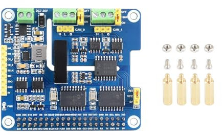 Waveshare 2-Channel Isolated CAN Bus Expansion HAT+ For Raspberry Pi Motherboards, Support 7-36V Wide Input Voltage, Dual Chips Solution, Stackable Design for Expanding Multiple CAN Channels