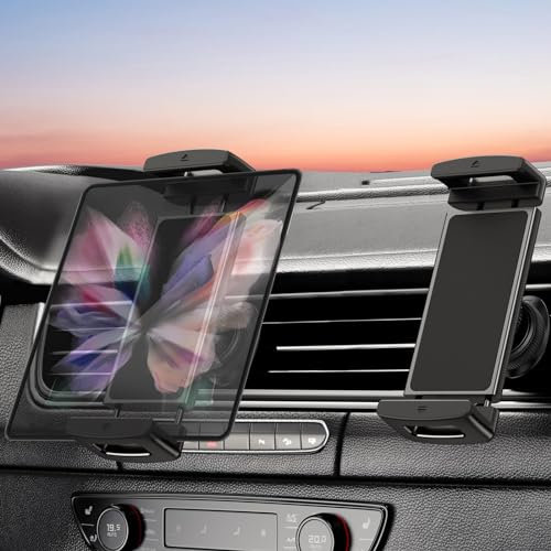PANPHEN Car Phone Mount for Z Fold, [360° Rotatable & Thick Cases Friendly] Vent Phone Tablet Mount for Car Compatible with Samsung Galaxy Z Fold 5 4 3/iPad Mini Pro Air and More 4-12.9 Device