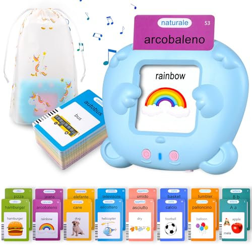 510 Parole Amico Vocabolo Gioco Italiano, Giochi Montessori 2 Anni, Giochi Bimbi 2-3 Anni, Regali Di Compleanno Giochi Di Autismo per Bambini Blu (Italiano/Inglese/Bilingua)
