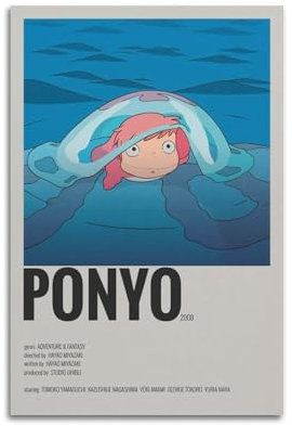 SZTIANCAI Ponyo Anime-Poster, Schlafzimmer, Wohnzimmer, Wanddekoration, Poster, Ästhetik, Art-Deco, 30 x 45 cm, ungerahmter Stil
