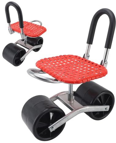 Bewinner Sedile da Giardino con Ruote Girevoli, Sgabello da Lavoro Regolabile Multifunzionale per Giardinaggio Esterno e Lavori Manuali Robusto