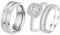 JewelryWe Paar Ringe Personalisiert Ehering: Silber Edelstahl Gebürstet Rille & Quadratische Zirkonia Partnerringe Freundschaft Pärchen Stapelring Versprechen Verlobung Hochzeit Band für Herren Damen