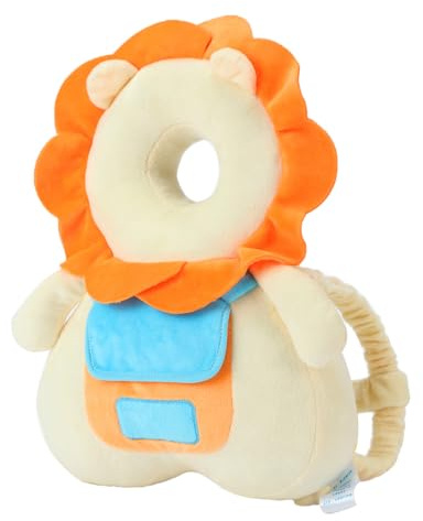 Baby Rucksack Kopfschutz Kissen, Niedliches Tier Kleinkind Baby Kopfschutz Rucksack, Verstellbarer Baby Kopfschutz für Krabbeln und Gehen (Beige Löwe)