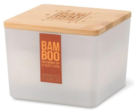 Heart & Home Bamboo Centrepiece Candle Orange Zest & Clove Oil