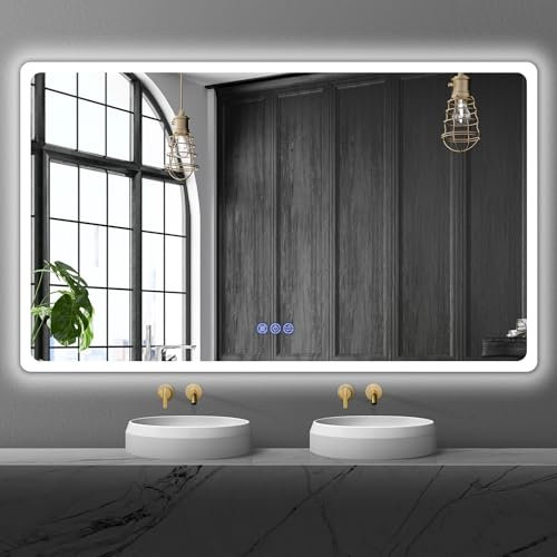Espejo Baño con Luz 150x90cm, Espejo Baño LED con Antivaho, 3000K/4500K/6000K, Regulable, Memoria y Cristal Templado HD(IP65), Espejo con luz baño Led Horizontal/Vertical