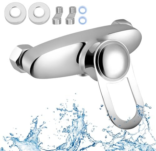 Wall Mounted Shower Faucet, Single Lever Shower Faucet, Bathroom Shower Mixer Faucet, 304 Stainless Steel Faucet, G1/2, Suitable for Bathroom (Chrome Finished)