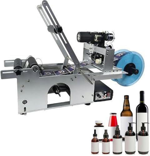 CASEGO Semi-Automatic Label Applicator, Self-Adhesive Desktop Label, Round Bottles Labeling Machine To Label Bottle Diameter 15-120 Mm (110v)