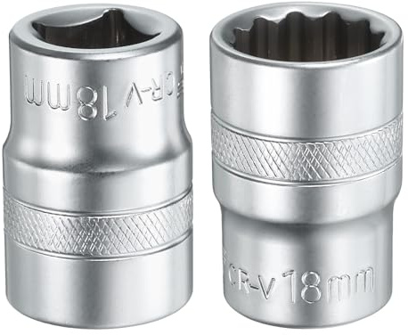 sourcing map Lot de 2 douilles 12 pans 12 pans 1/2 par douille cannelée métrique de 38 mm de long