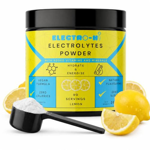 Electro-HI Rapid Hydration Electrolyte Powder | Zero Calorie & Sugar-Free Drink Mix | Lemon, 90 Servings