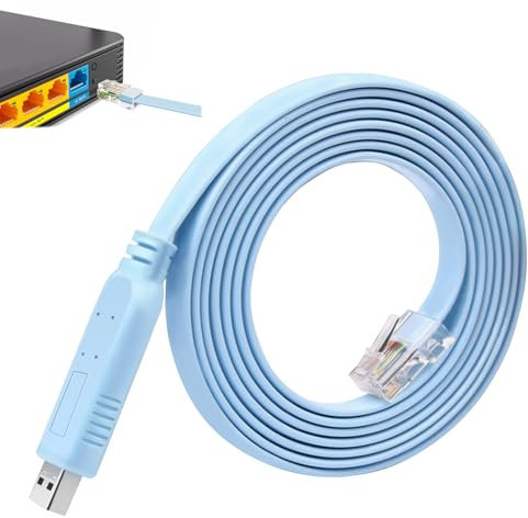 Deilonie USB to Ethernet Cable, Debugging Function Compatible Replacement USB Console Cable for Cisco, Windows/Vista/MAC/Linux (1.8m/6 Ft, Blue)