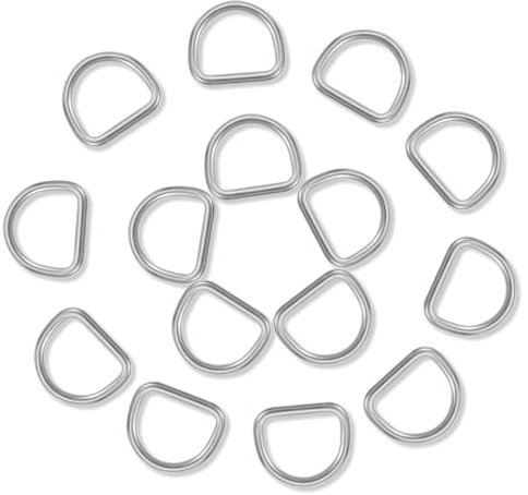 Lusofie 15 Stück D Ringe aus Stahl 25 mm D Ring Sliber Halbringe für Rucksack Gürtelschnallen Taschen Gürtel Handtaschen Bastelzubehör Karabiner