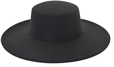 VaiKanhai Cappelli Fedora Uomo Donna Elegante Secchio di Lana Inverno 1920 Vintage Cloche, Cappelli Bowler Melone in Velluto Cilindro Piatto Cappelli Cappelli a Tesa Larga Cappello Bambini, Nero ,