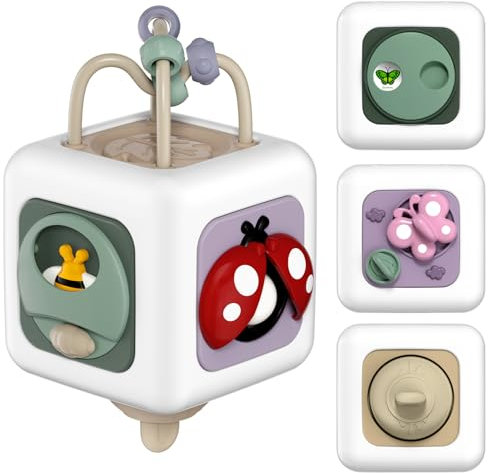 lerrbo Montessori pädagogische Insekt beschäftigt Würfel Spielzeug für 1 + Jahr alt Jungen Mädchen, Flugzeug Reisen sensorische Spielzeug für Kleinkinder 1-3, 1. Geburtstag Geschenke 6 12 Monate