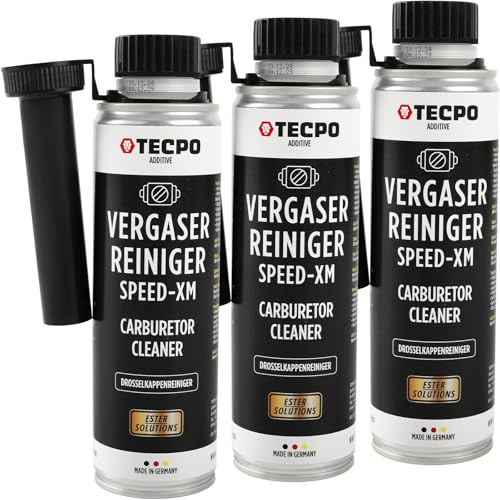TECPO 3x Vergaserreiniger, 300ml Ester Speed-XM Additiv Drosselkappen Reiniger für PKW Benzinmotoren (3er-Pack)