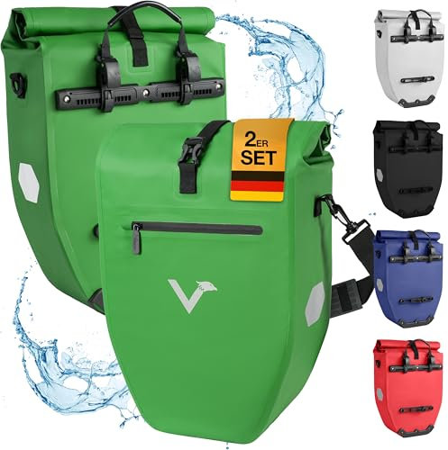 Valkental® Große & wasserdichte Gepäckträgertasche - Fahrradtasche für Gepäckträger mit großen Reflektoren [Abschließbar] Bombenfester Sitz - Mehrfach ausgezeichnet - Gefertigt für Langlebigkeit