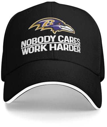 URYRYUI Baseballkappen Mit gedruckten Mustern Nobody Cares Work Harder Baltimore Raven-1 Cap Männliche Hüte Für Männer Herrenmodeaccessoires Sportgeschenke