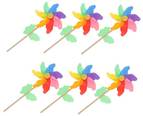 TOBBOMEY 6stücke Bunte Garten-windräder Mit Holzstab Wetterfeste Vielseitige Party Kinderspielzeug-deko Cartoon-Design Für Garten Terrasse Kinderzimmer Und Fotorequisiten