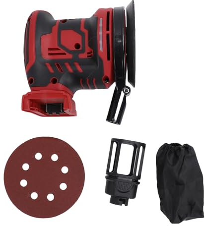 Fockety Ponceuse orbitale, moteur sans balais 300 W, ponceuse électrique à main 125 mm, 6 vitesses, polissage du bois, du métal et des meubles, compatible avec les batteries 18 V