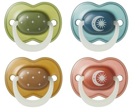 Tommee Tippee NightGlow Dummy Orthodontic 18-36m Pack of 4 | Twilight Tones, Ventilated Air Holes for Comfort, Steriliser Safe, 100% BPA Free