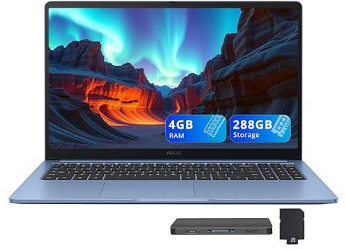 ASUS Chromebook CX15 15.6 FHD IPS Laptop, Intel Celeron N4500, 4GB RAM, 288GB Storage (128GB eMMC+160GB Docking Station Set), Intel UHD Graphics, Number Pad, HD Webcam, WiFi 6, Chrome OS, Blue