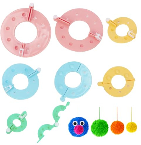 MOLZINY 8 Stück Pom Pom Maker 4 Größen Fluff Ball Weaver Nadel Pompom Maker Sets-DIY Pompoms Handwerk Puppe Making Kits Pom-Pom Maker Knitting Loom für DIY Handwerk Hüte Puppen Dekoration