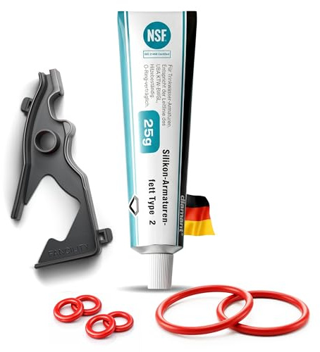 fancility® 8-teiliges Pflegeset & Ersatzteile für Siemens Brüheinheit EQ-Modellen (EQ8 EQ7 EQ6 EQ5 Bosch Vero) - Inkl. 25g Silikonfett, 1 x Formdichtung & 6x O-Ring Dichtung Kaffeevollautomat