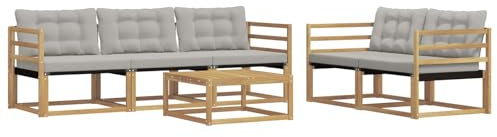 vidaXL Outdoor-Sofagarnitur 6 pcs Weiß und Hellgrau 79 x 79 x 37 cm, Garten-Sofa, modernes Ecksofa, Robustes Loungemöbel, stilvolle Terrasse, Bequeme Sitzgruppe